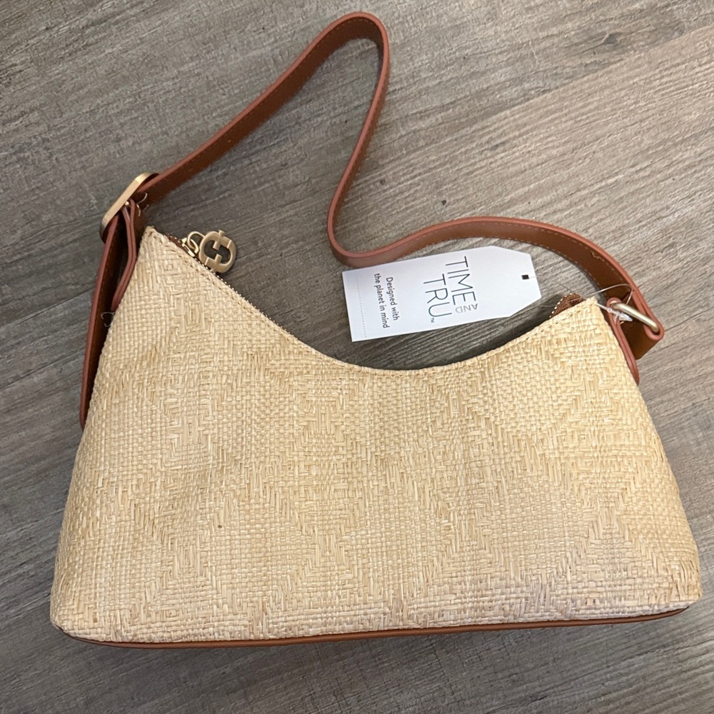 Time and Tru Cream and Brown Shoulder Bag